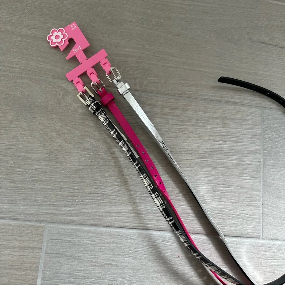Stylish Pink and Silver Women's Belt Set